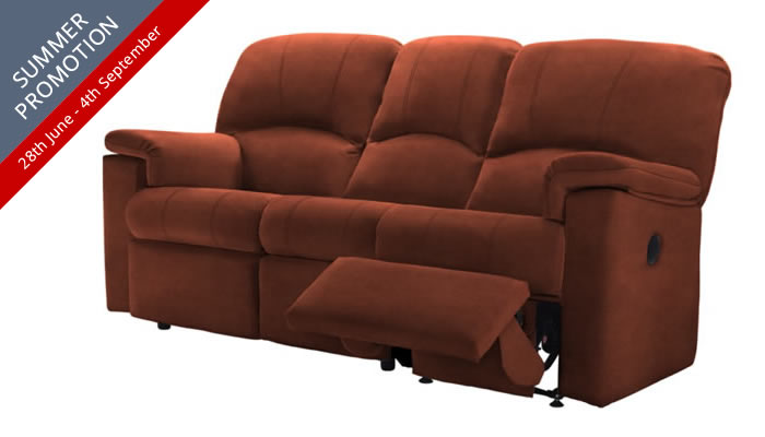 G Plan Chloe Fabric 3 Seater Sofa Single Recliner